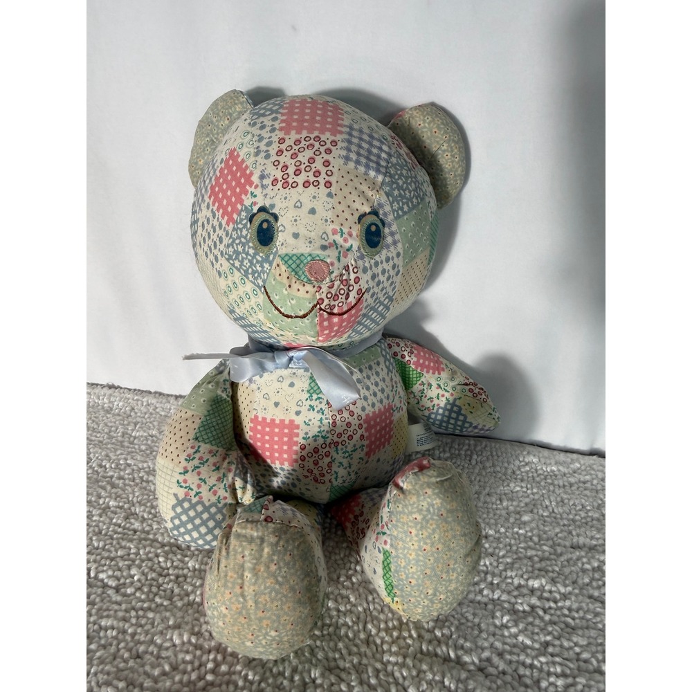 Vintage 1981 Holly Hobbie Patchwork Teddy Bear Knickerbocker Plush 15 Inch